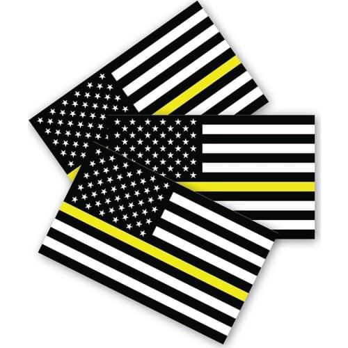 Thin Yellow Line Flag Bumper Stickers Set of 3, Made of Durable Waterproof Material,motorcycle Helmet Trunk Truck Decals
