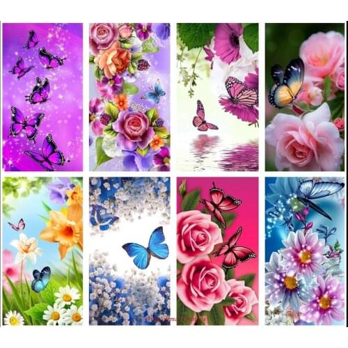Embroidery Counted Cross Stitch Kits Needlework - Crafts 14 ct Aida DMC Color DIY Arts Homemade - Butterfly Flowers Collection