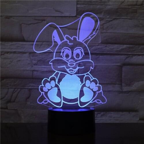 Novelty 3D Rabbit Shape Lamp Touch Sensor Light LED Nachtlamp 7 Colors Remote Control Table Lamp Child Night Light as Gift 2398