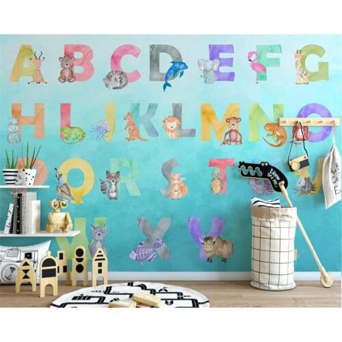 Beibehang wallpaper papel de parede Nordic Cartoon Animal 26 Letter Theme Childrens Room Background Wall hudas beauty