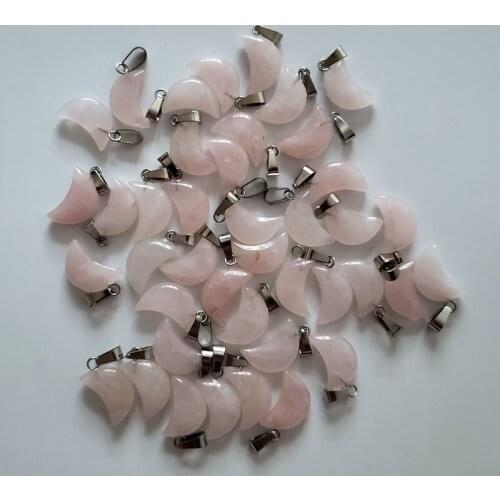Wholesale 50pcs 2018 fashion Good quality bestselling natural stone crescent moon shape charms pendants for jewelry making free
