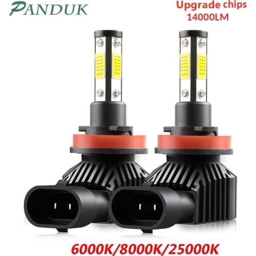 PANDUK H7 LED Car Headlight 4 Side 360 Degree LED 14000LM H8 H9 H11 Led Headlight BulbHB3 9005 HB4 9006 Car Lights Bulb 6000K