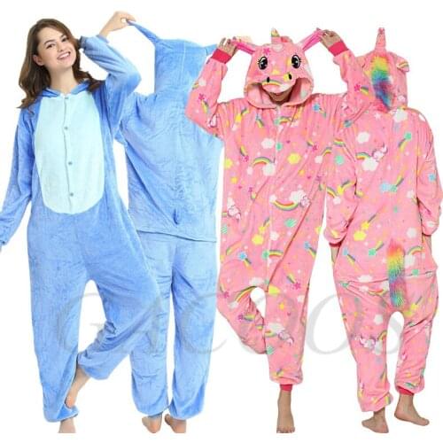Childrens Onesie Stitch Unicorn Pajamas Babys Boys Kurigumi Sleepwear Winter Flannel Womens Girl Homewear Kids Animal Costume