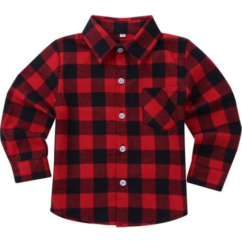 Spring Autumn Boys Shirts for Girls Plaid Child Shirts Kids School Blouse Baby Children Clothes Long Sleeve Cotton Casual Tops