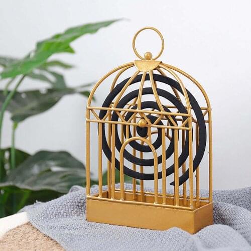 Nordic Retro Ornament Iron Mosquito Holder Gold Birdcage Coil Summer Days Iron Mosquito Repellent Incense Rack Plate Home Decor