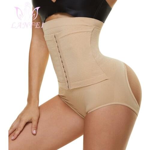 LANFEI Hi-waist Thong Panties Hook Slimming Body Shaper Control Panty Butt Enhancer Shaping Women Pulling Breathable Shapewears