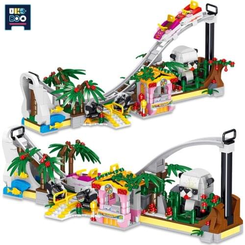 UKBOO Outdoor Playground Roller Coaster Mini City Game Model Building Blocks Micro Street View Architecture Bricks child Toys