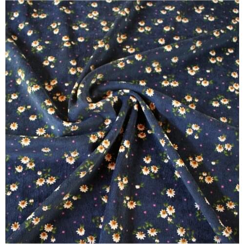 Corduroy Fabric Small Daisy Floral Printed Fabric Dress Shirt Jacket Corduroy Autumn And Winter Clothing Handmade DIY Fabric