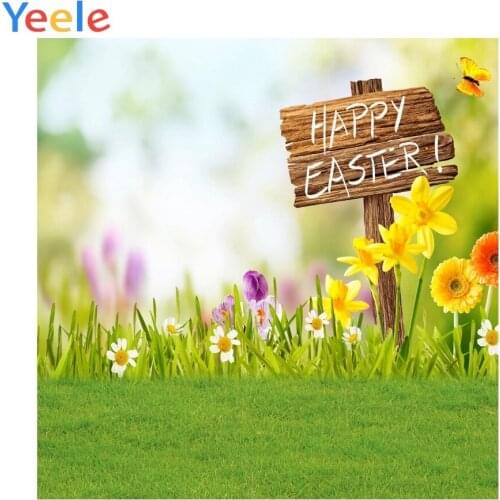 Spring Backdrop Flowers Lawn Happy Easter Newborn Baby Portrait Photocall Customized Photography Backgrounds For Photo Studio