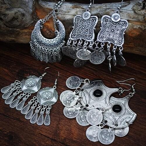 Vintage Big Round Multicolor Beaded Earrings Set for Woman Ethnic Boho Tassel Feather Long Dreamcatcher Drop Earrings Jewelry 02