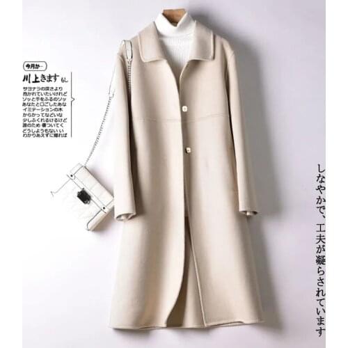 Autumn Winter Coat Women New 100% Cashmere Windbreaker Cardigan Casual Fashion Wool Jackets For Women Single-Breasted Outwear