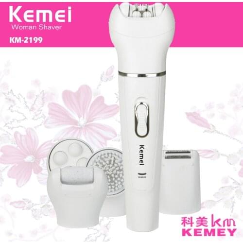 Kemei 5 in 1 female epilator lady shaver depilador shaver callus remover cleansing brush massager hair electric removal