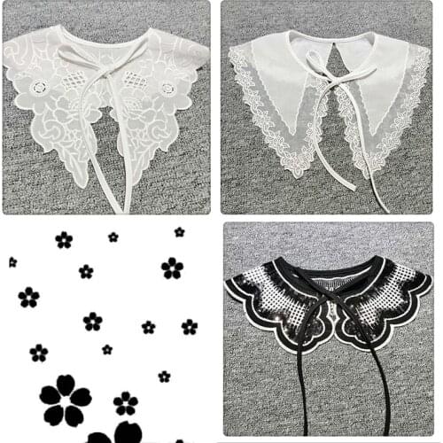 Women Lace Fake Collar Detachable Shirt Lapel Necklace Ladies False Collar Blouse Top Faux Half-Shirt Clothes Accessories