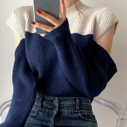 2021 Autumn Winter Knitted Sweater Women Vintage Long Sleeve Loose Pullover Knitwear Tops Fashion Women New Pull Femme 16543