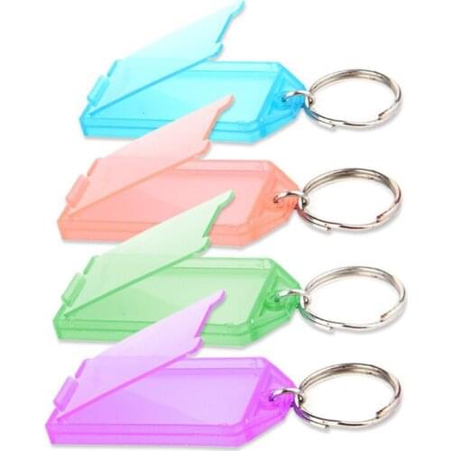 20Pcs Tough Plastic Key Tags with Split Ring Label Window Assorted Colors
