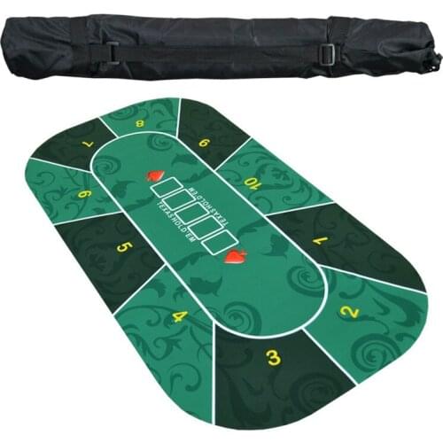 1.2m Deluxe Suede Rubber Texas Hold'em Pokers Tablecloth with Flower Pattern Casino Poker Set Board Game Mat Poker Accessory