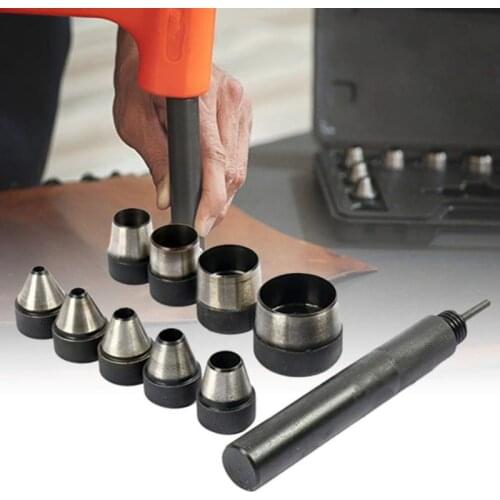 10pcs Heavy Duty Hollow Punch Kit Toos Set Gasket Leather Rubber Punching DIY Leathercraft Perforating Tools
