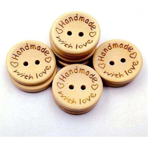100Pcs/Set DIY Natural Wooden Beads Loose Round Button Engraving Love Wood Spacer Beads For Jewelry Making 15/20/25mm