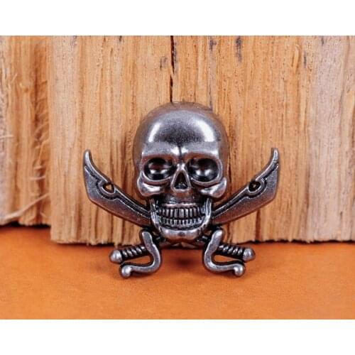 10X 33*29mm Quality Antique Silver Skull Pirate Crossed Sword Leathercraft Decorative Metal Stud Rivet Button Conchos