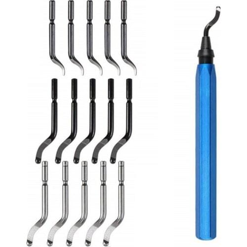 Handle Burr Metal Repair Deburring Tool Kit 15pcs Router Bit Rotary Deburr Blades Remover Hand DeburRed For Wood Plastic