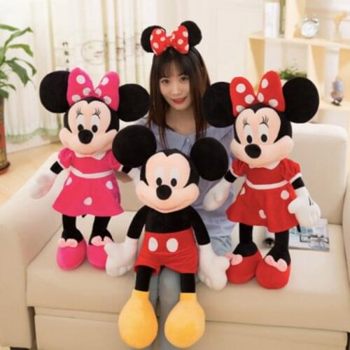 20/30/40/50cm Mickey Mouse Minnie Cartoon Plush Dolls Mickey Minnie Animal Stuffed Toys Birthday Christmas Gift for Kids