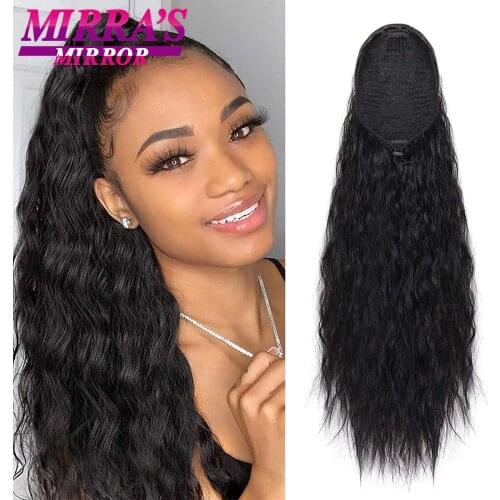 24inch Kinky Curly Ponytail Long Wave Ponytail Wrap Hair Around Ponytail Clip in Synthetic Hair Extensions Natural Hairpiece