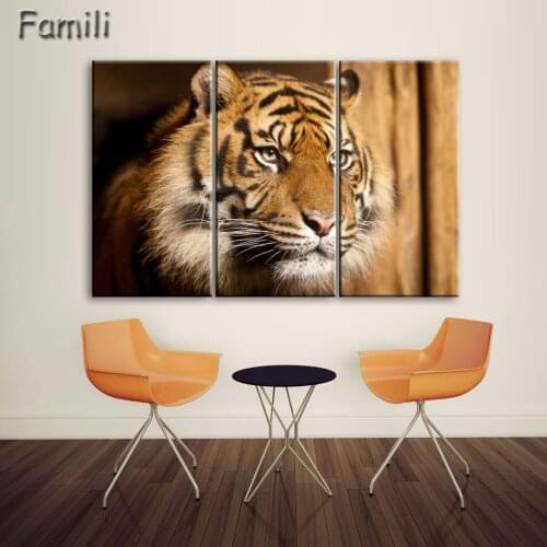 3 Panel Blue-eyed White Tiger Canvas Painting Oil Painting Print On Canvas Home Decor Art Wall Picture For Living Room Unframed