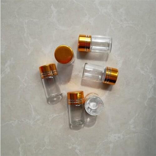 300 X Transparent Lot Small 2ML (16*26.5mm) Empty Glass Bottle Jars With Gold Plated Screw Cap For Essential Oil