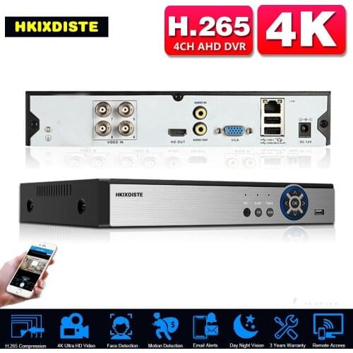 4K 4Channel AHD Video Recorder Motion Detection CCTV DVR Security Camera System 8MP XMEYE Hybrid Video Surveillance DVR Recorder