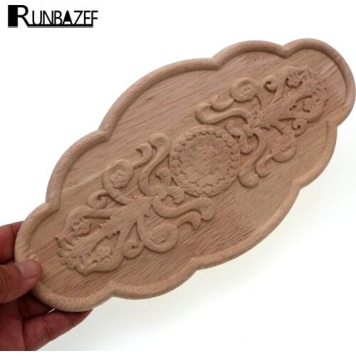 RUNBAZEF Solid Wood Applique European Style Patch Oval Flower Furniture Home Decoration Accessories Mini Crossbow Craft Figurine