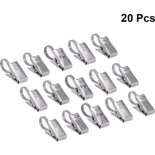 20PCS Rustproof Drapery Ring Satin Nickel Curtain Clips with Hook