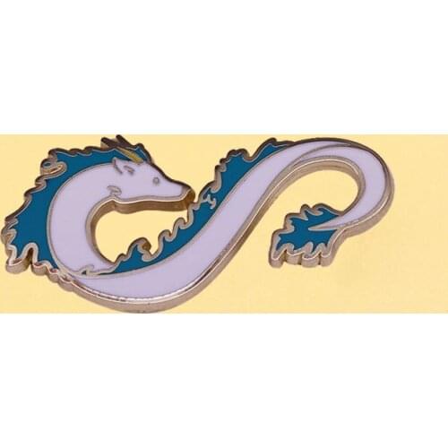 White Dragon Lapel Badge Anime&Manga Spirited Away Metal Cartoon Brooch Men Women Fashion Jewelry Gifts Hat Enamel Pins