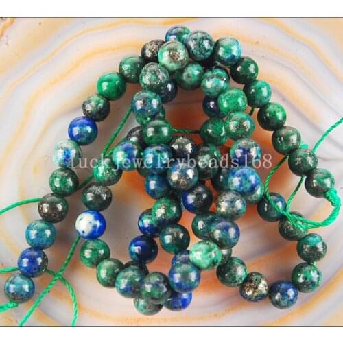 Free Shipping Fashion Jewelry 6mm Beautiful Chrysocolla Round Ball Art Loose Beads FG6554