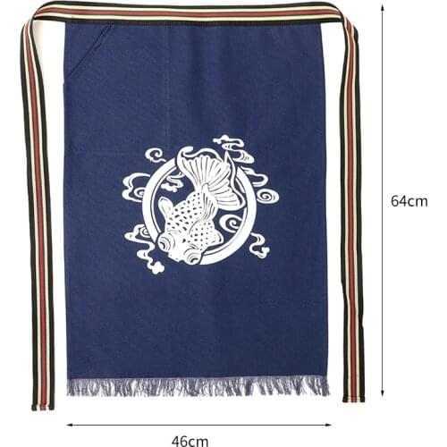 Free Shipping Women Men Japanese Carp Chef/Cook Waist Aprons Sushi/Sashimi Restaurant Bar Cook Uniform, Zhaocai Cat 64cm Long