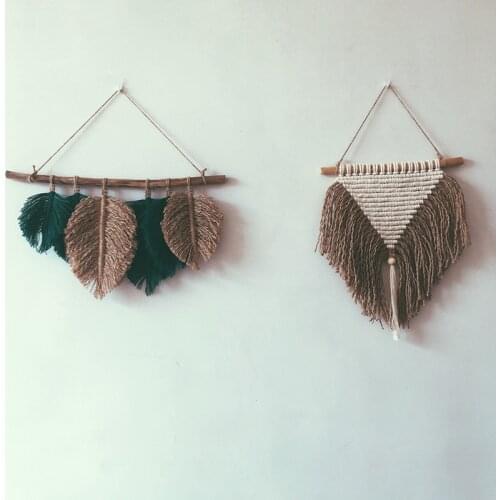 Boho Decor Nordic Ins Tapestry Handmade Jute Rope Morocco Macrame Feather Wall Hangings B&B Model Room Decoration