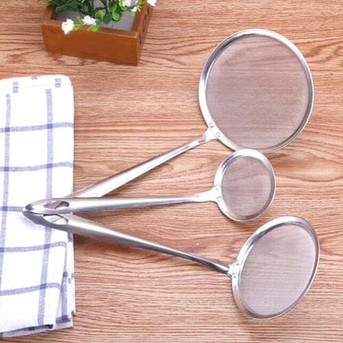 Durablel Stainless Steel Kitchen Flour Handheld Screen Mesh Strainer Flour Sieve Oil Strainer Colander