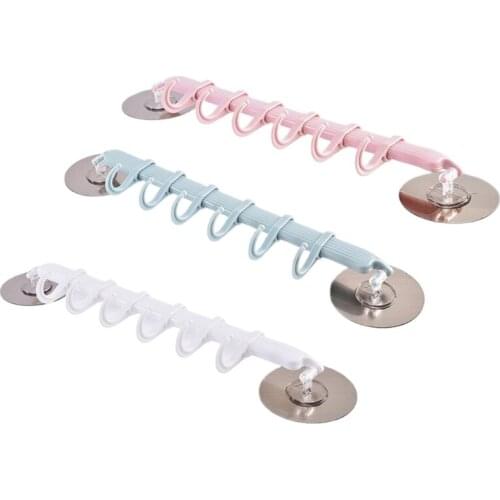 E56C Self Adhesive Bathroom Wall Hanger 6 Hooks Seamless Nail-free Rack Towel Holder