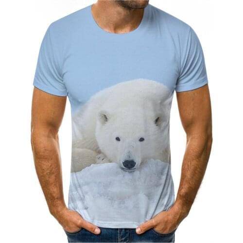 3D T-shirt Fashion Summer Men Polar Bear Print Forest Design Short Sleeve Cool Tee Shirts Tops Plus Size Clothes