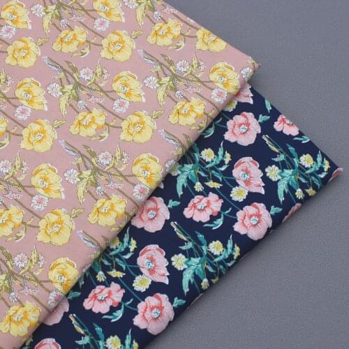 60s Cotton High-Density Imitation Tencel Floral Fabric, making Summer Thin Dress Shirt Suit Clothing Handmade Shell cloth