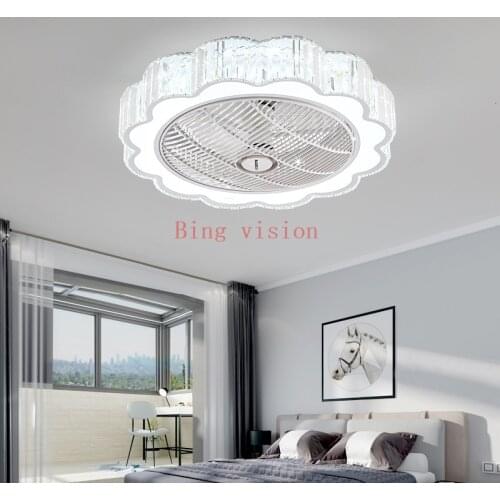 Crystal Ceiling Fan Lights Dining Room Bedroom Living remote control Fan Lamps Invisible Voltage 110v /220v Fan Lighting