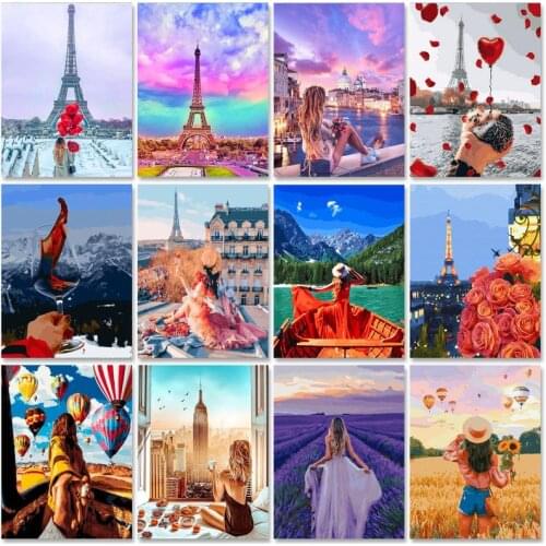 Gatyztory Picture By Number Girl Handpainted Gift Drawing Acrylic Home Decoration Oil Painting By Numbers Figure Wall Art