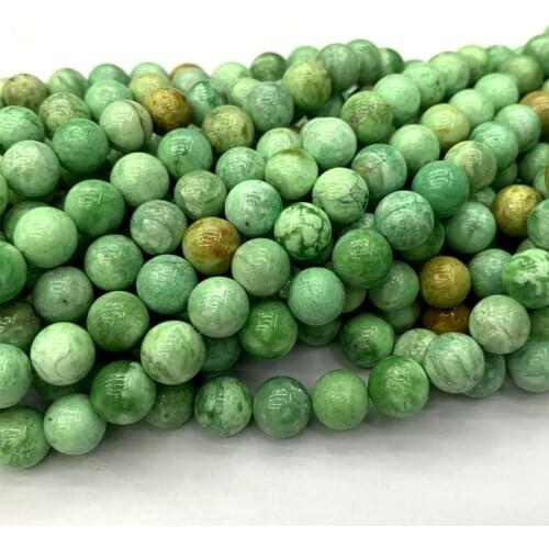 Natural Genuine Green Variscite Callainite Amblygonite Round Loose Jewelry Beads 15" 06351
