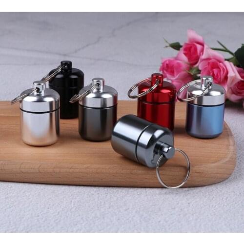 Metal Mini Waterproof Alloy Holder Container Keychain Medicine Box Health Care For Travel Pill Box Case Bottle Cache Drug