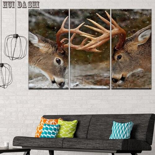 Canvas Wall Art Pictures Modern Frame Living Room Home Decor 3 Pieces Animal Elk Nature Landscape HD Printed Posters Paintings