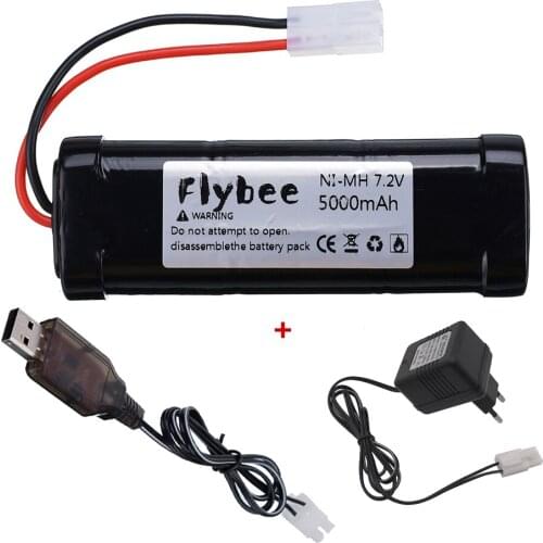 7.2V 5000mAh Ni-MH SC Battery And 7.2v Ccharger For RC Toys Tank Car Airplane Helicopter With Tamiya Connectors 3500mAh 6800mAh