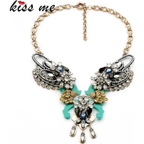 New Design Fashion Jewelry Elegant Blue Glass Stone Butterfly Pendant Party Necklaces &Pendant 2017