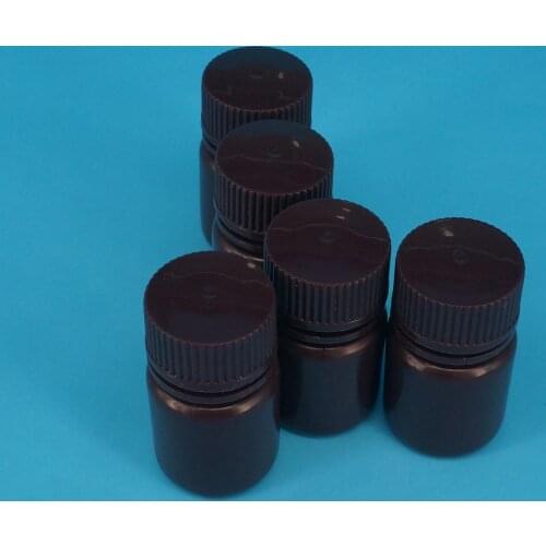 Lot5 30ml Brown PP Plastic Cylindrical Chemical Container Reagent Bottle