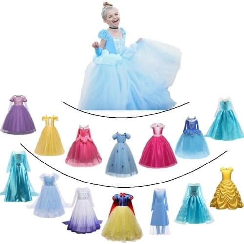Girls Princess Dress for Kids Cosplay Costume Halloween Party Dresses Role-play Clothes Girls Vestidos Clothing