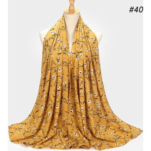 Thicker Heavy Chiffon Hijab Scarf Printed Muslim Scarves Headscarf Wraps Turbans Headband Long Scarves Yellow Women Scarf