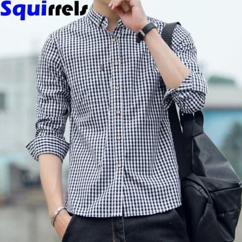 100% cotton mens short-sleeved small plaid shirt for young men slim half-sleeved jacket tops summer thin mens clothes